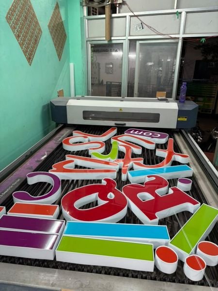 Premium acrylic sign board with polished 3D letters manufactured by RP Signage Chennai