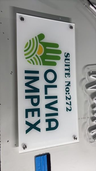 Acrylic signage project with backlit letters for a commercial establishment in Chennai