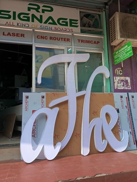 3D channel letter signage project installed on a showroom facade in Chennai