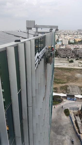 Rooftop 3D channel letter signage installed on a corporate office building in Chennai